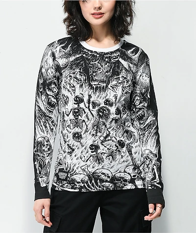 Lurking Class by Sketchy Tank x Sawblade Black & White Long Sleeve T-Shirt