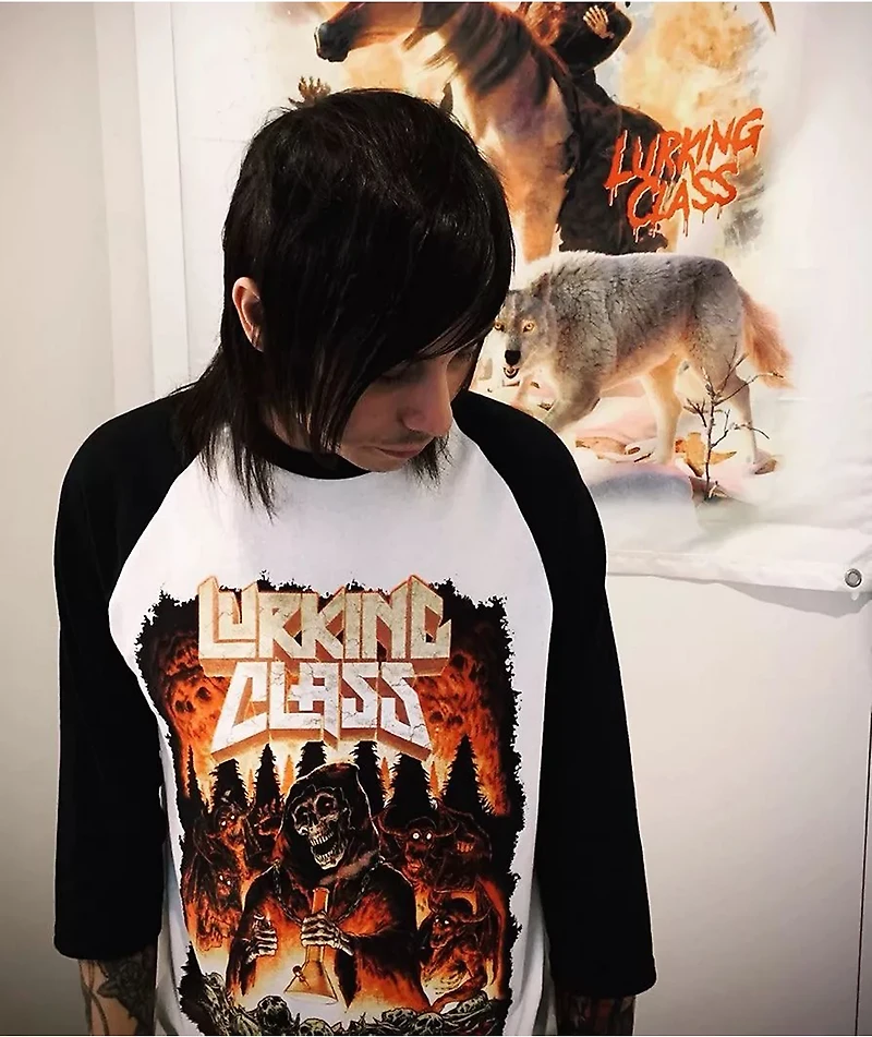 Lurking Class by Sketchy Tank x Stikker Burn White & Black Baseball T-Shirt