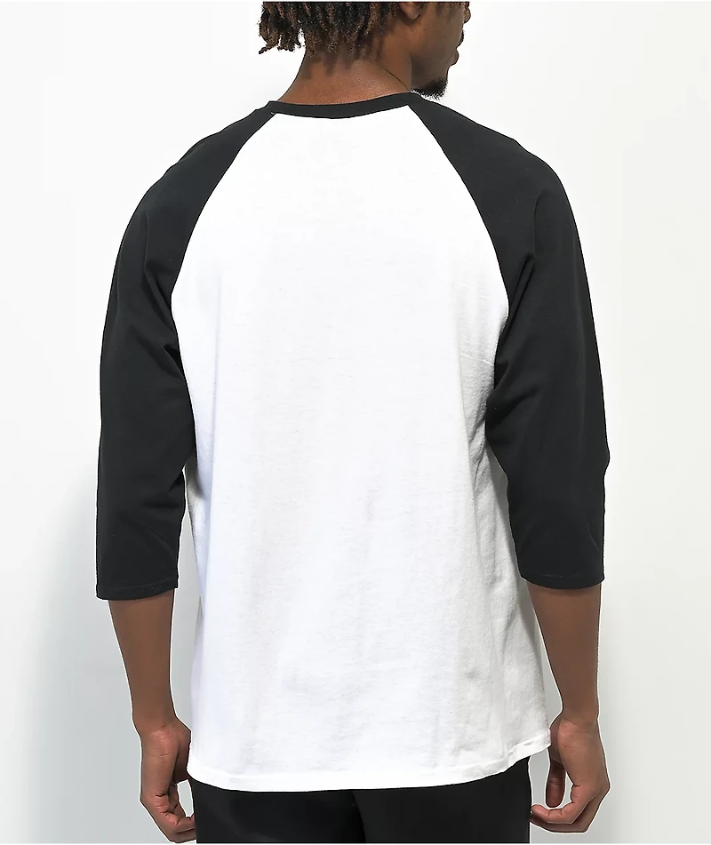 Lurking Class by Sketchy Tank x Stikker Burn White & Black Baseball T-Shirt