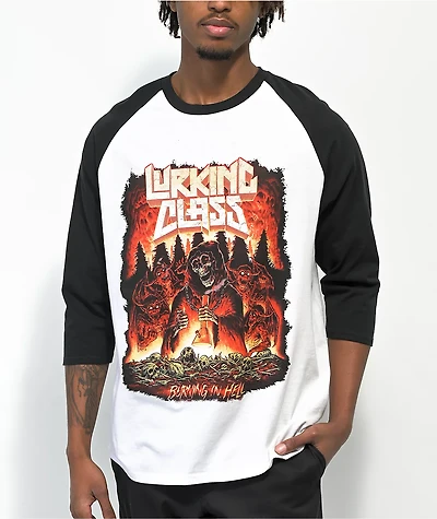 Lurking Class by Sketchy Tank x Stikker Burn White & Black Baseball T-Shirt