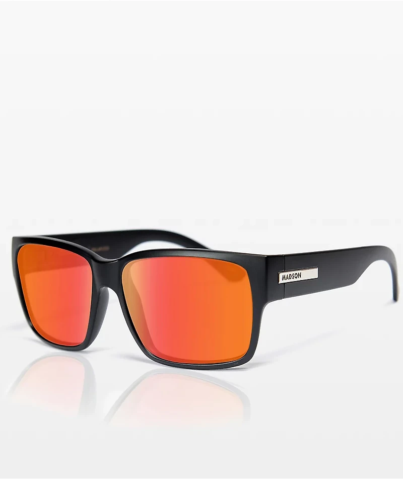 Madson Classico Matte Black & Red Polarized Sunglasses