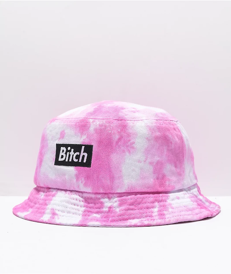 Married To The Mob Bitch In A Box Pink Tie Dye Bucket Hat