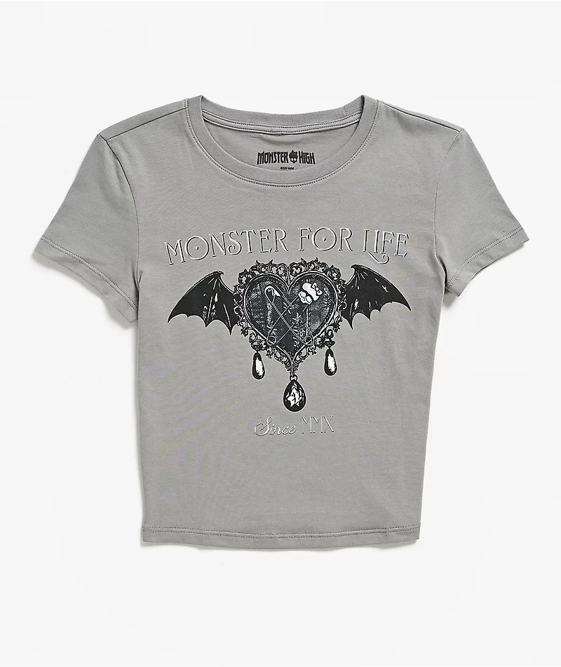Mattel Monster High Wings Grey Crop T-Shirt