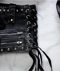 Mebon Rebel Studded Black Wash Micro Shorts