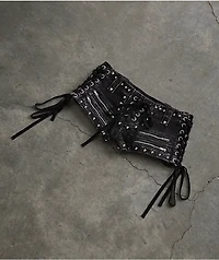 Mebon Rebel Studded Black Wash Micro Shorts