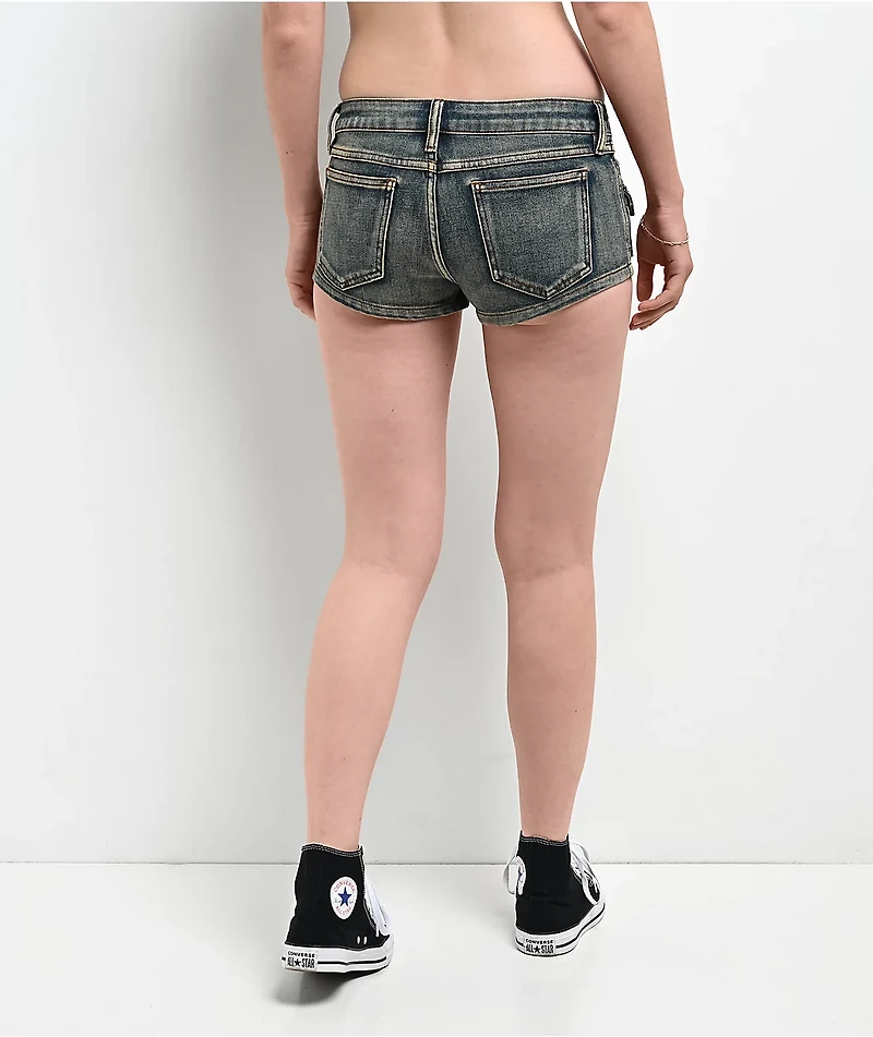 Mebon Tracey Cargo Blue Wash Micro Shorts