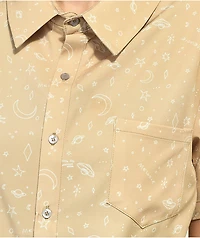 Melodie I Need Space Natural Short Sleeve Button Up Shirt