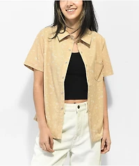 Melodie I Need Space Natural Short Sleeve Button Up Shirt