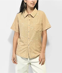 Melodie I Need Space Natural Short Sleeve Button Up Shirt