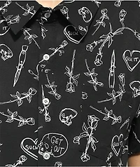 Melodie Lovers Black Short Sleeve Button Up Shirt