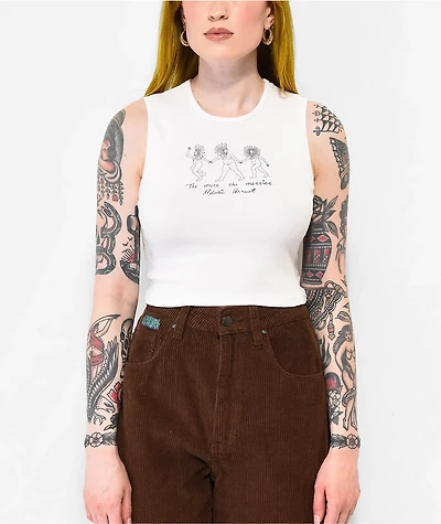 Melodie More The Merrier White Crop Tank Top