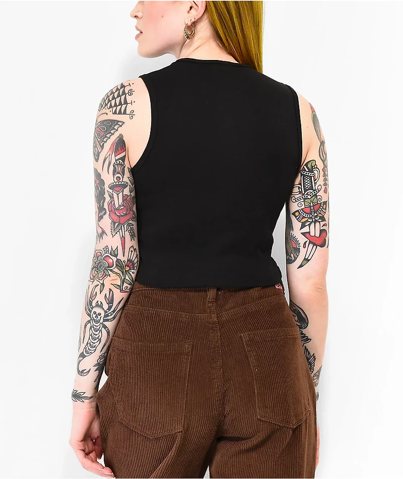 Melodie Not Today Honey Black Crop Tank Top