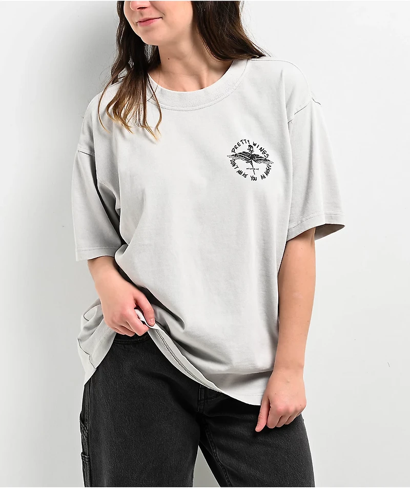Melodie Pretty Wings Oversized Grey T-Shirt