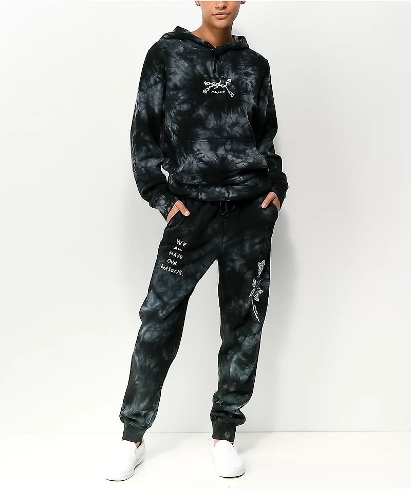Melodie Reasons Rose Black Tie Dye Hoodie
