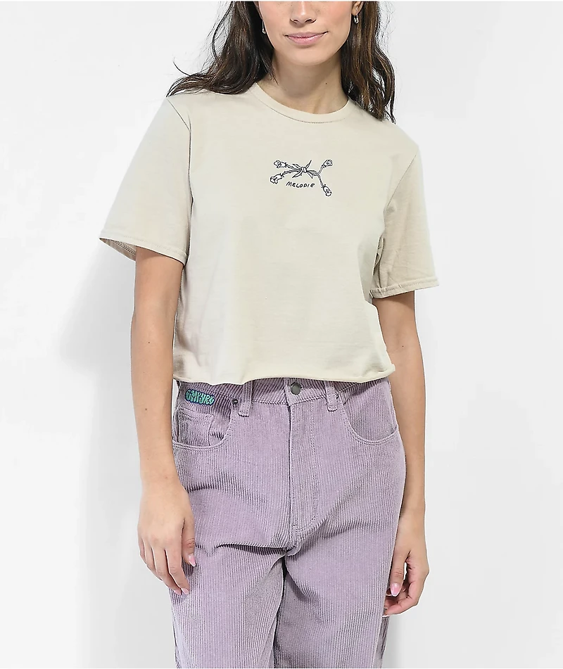Melodie Reasons Tan Crop T-Shirt