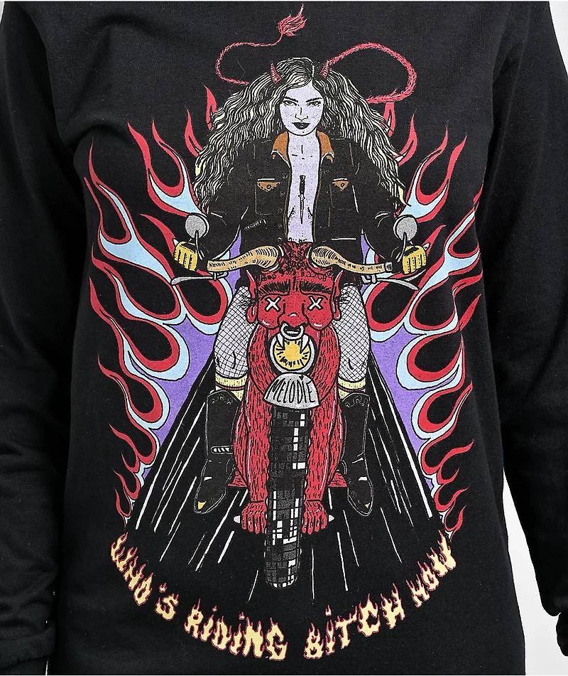 Melodie Who's Riding Now Black Long Sleeve T-Shirt