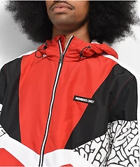 Member Only Color Block Reflective Red & White Windbreaker Jacket