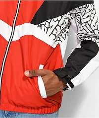 Member Only Color Block Reflective Red & White Windbreaker Jacket