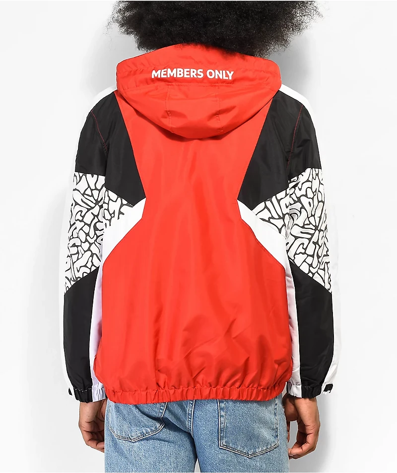 Member Only Color Block Reflective Red & White Windbreaker Jacket