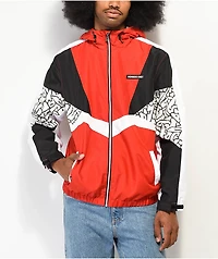 Member Only Color Block Reflective Red & White Windbreaker Jacket