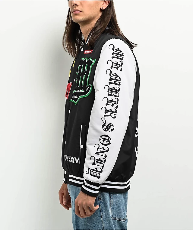 Members Only Black White Varsity Jacket Liberty Center