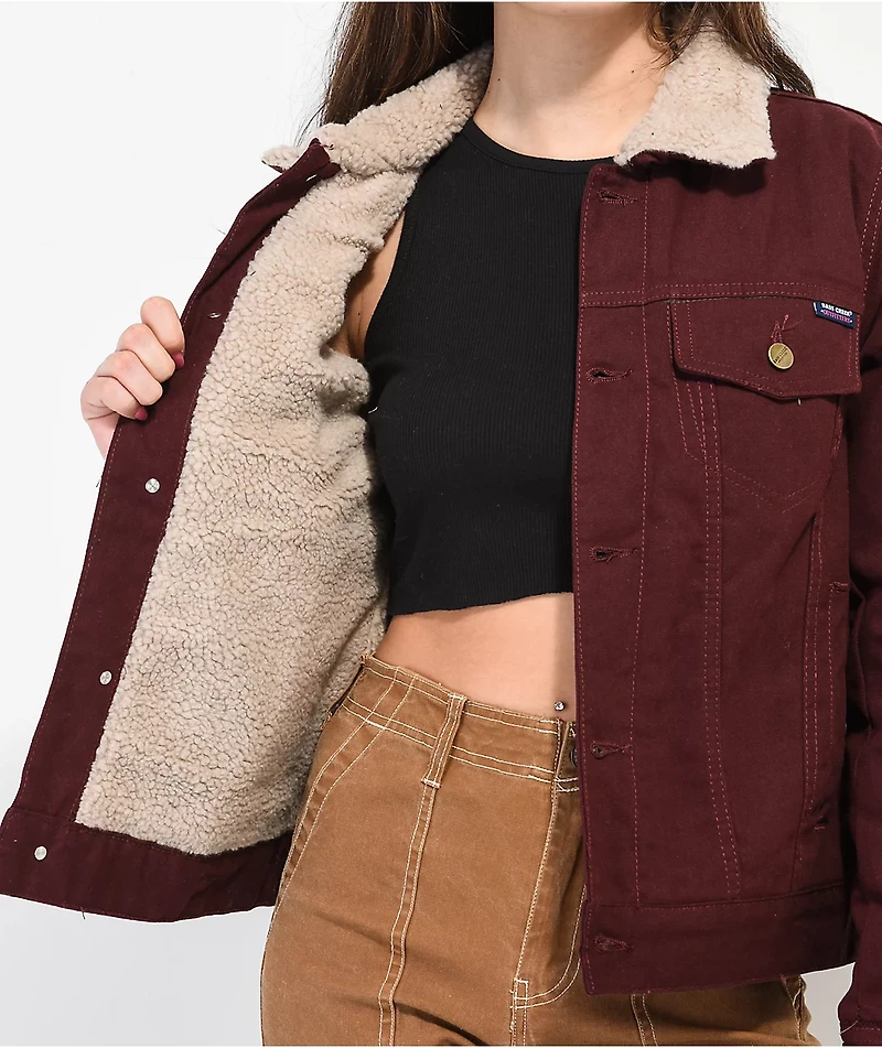 Members Only Burgundy Sherpa Trucker Jacket