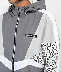 Members Only Color Block Reflective Grey & White Windbreaker Jacket