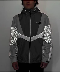 Members Only Color Block Reflective Grey & White Windbreaker Jacket