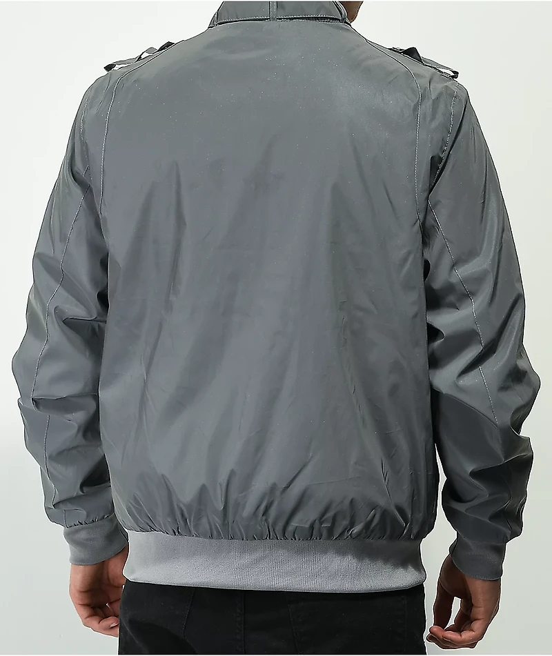 Members Only Iconic Grey Reflective Racer Jacket