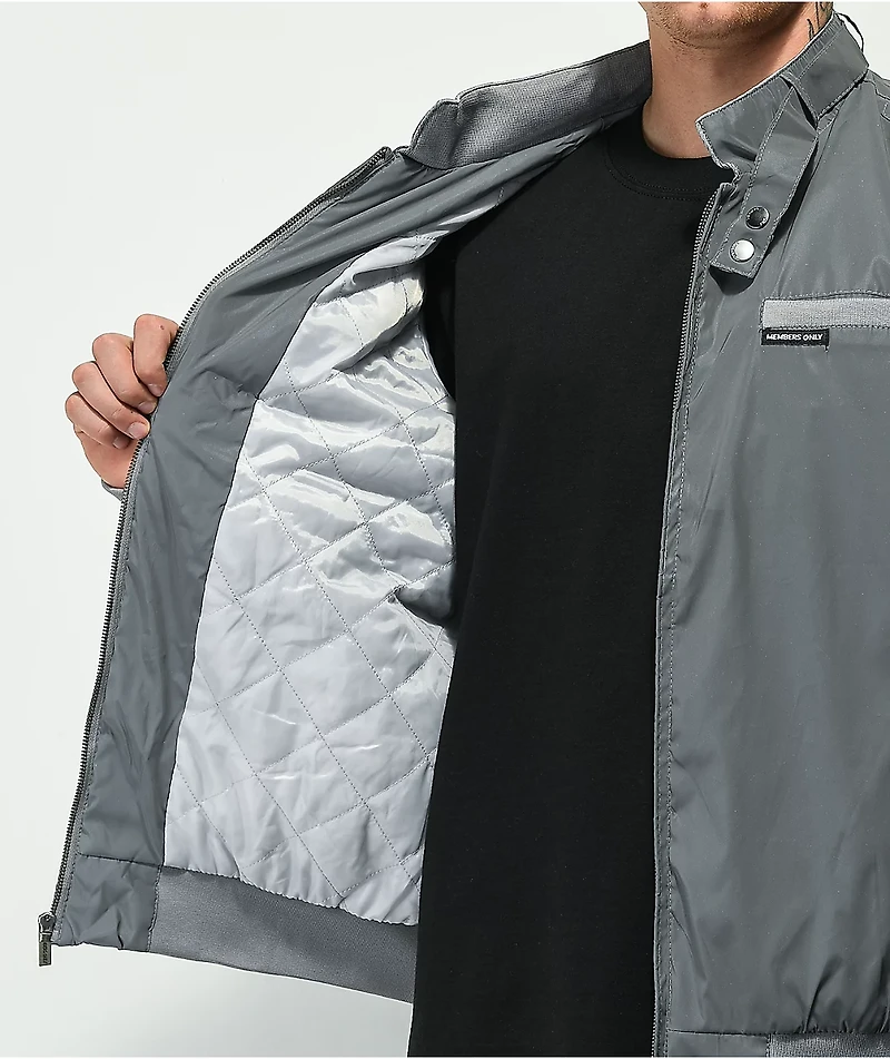 Members Only Iconic Grey Reflective Racer Jacket