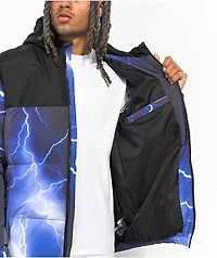 Members Only Lightning Blue Hooded Puffer Jacket