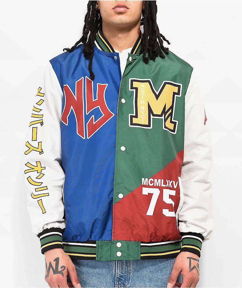 Members Only NY Blue, Green & Red Letterman Jacket