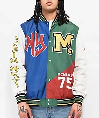 Members Only NY Blue, Green & Red Letterman Jacket