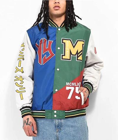 Members Only NY Blue, Green & Red Letterman Jacket