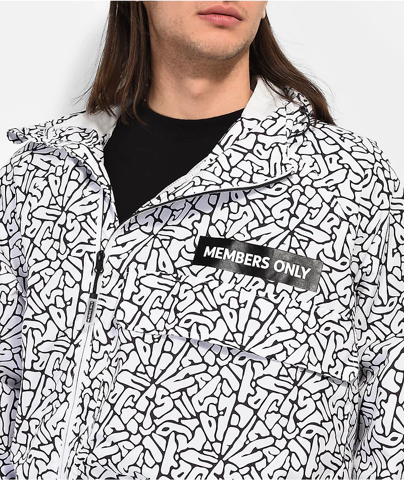 Members Only Originals White & Black Anorak Jacket