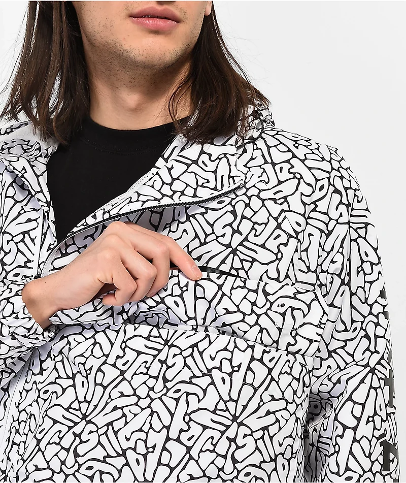 Members Only Originals White & Black Anorak Jacket