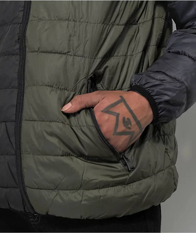 Members Only Packable Green & Blue Hooded Puffer Jacket