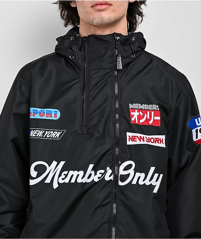 Members Only Racing Black Anorak Jacket Liberty Center