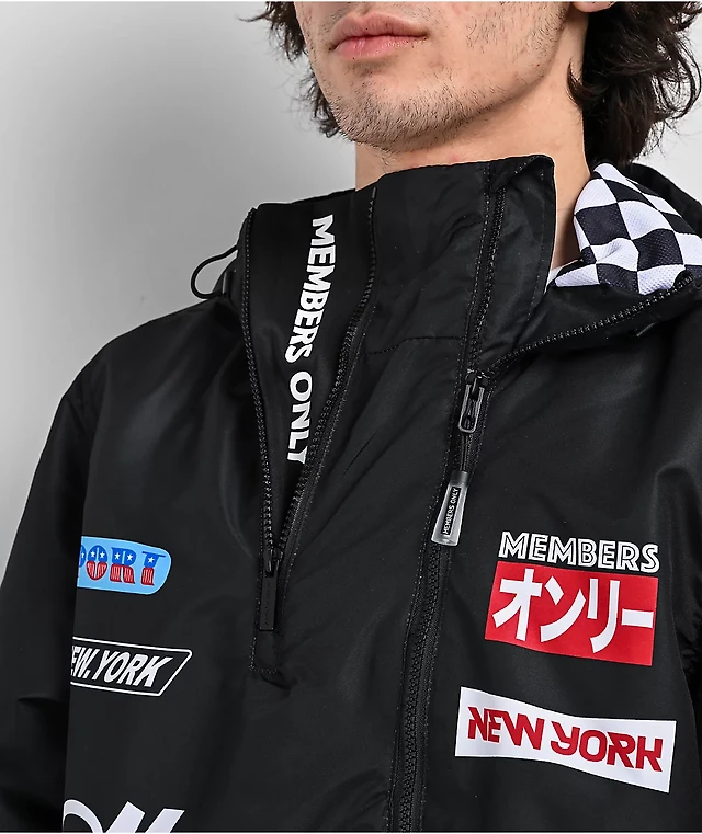 Members Only Racing Black Anorak Jacket Liberty Center