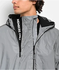 Members Only Silver Reflective Windbreaker Jacket
