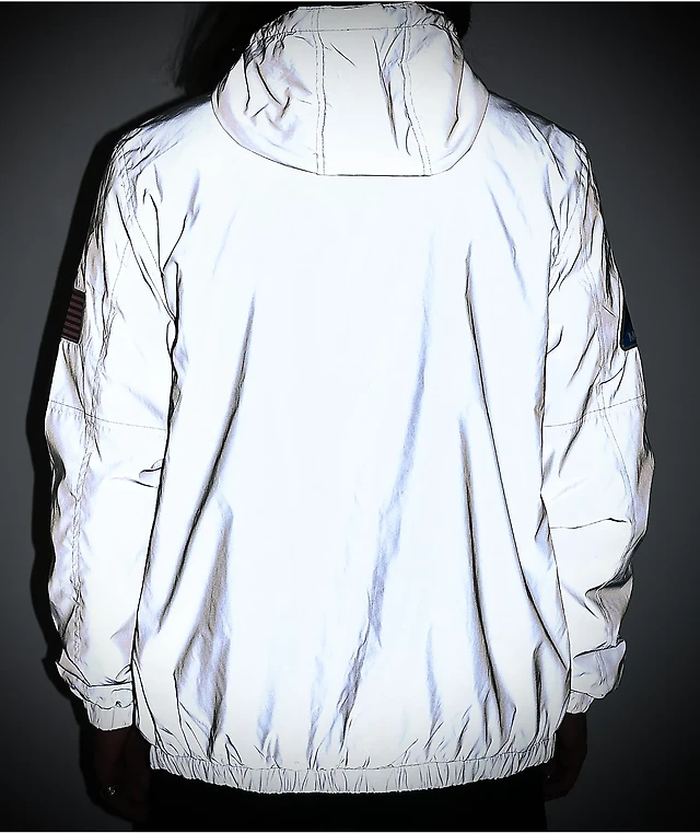 Members Only Space Suit Silver Reflective Pullover Jacket at