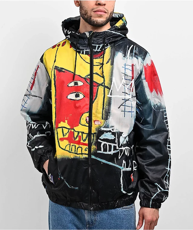 Members Only x Basquiat Midweight Black Windbreaker Jacket