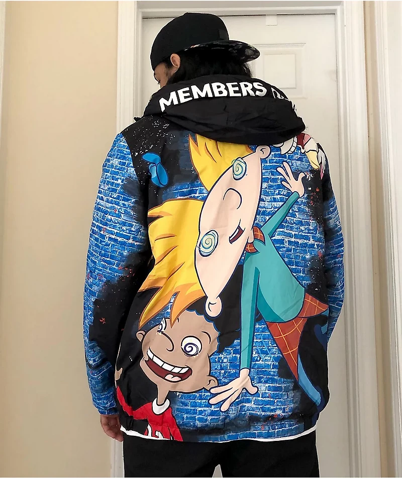 Members Only x Hey Arnold Trippy Black Windbreaker Jacket