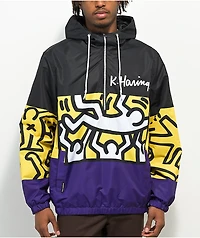 Members Only x Keith Haring Black, Yellow & Purple Anorak Jacket