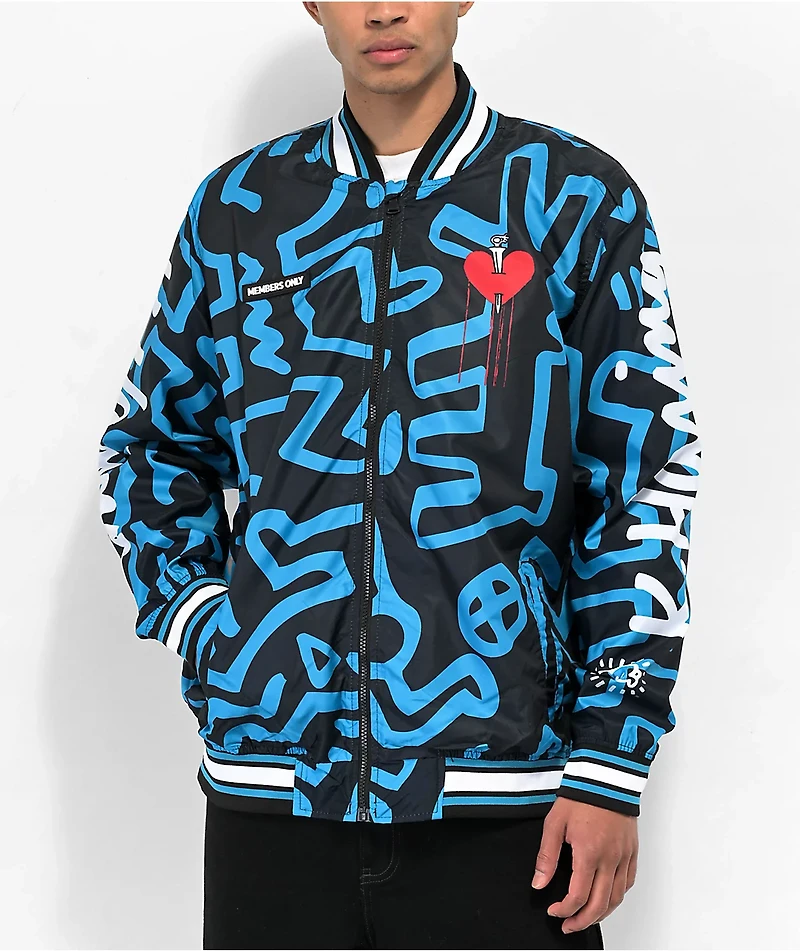 Members Only x Keith Haring Blue Bomber Jacket