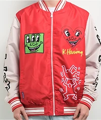 Members Only x Keith Haring Red & Cream Varsity Jacket
