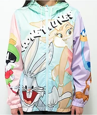 Members Only x Looney Tunes Green Colorblock Hooded Windbreaker Jacket