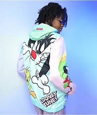 Members Only x Looney Tunes Green Colorblock Hooded Windbreaker Jacket
