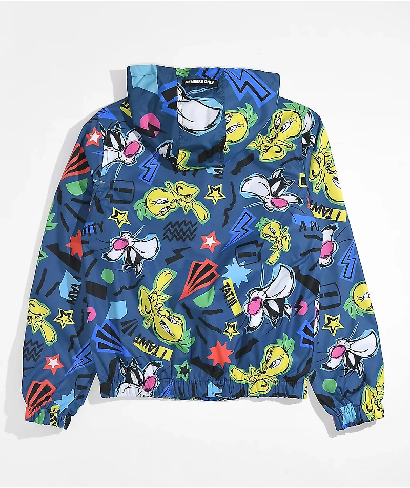 Members Only x Looney Tunes Kids Tweety & Sylvester Blue Windbreaker Jacket