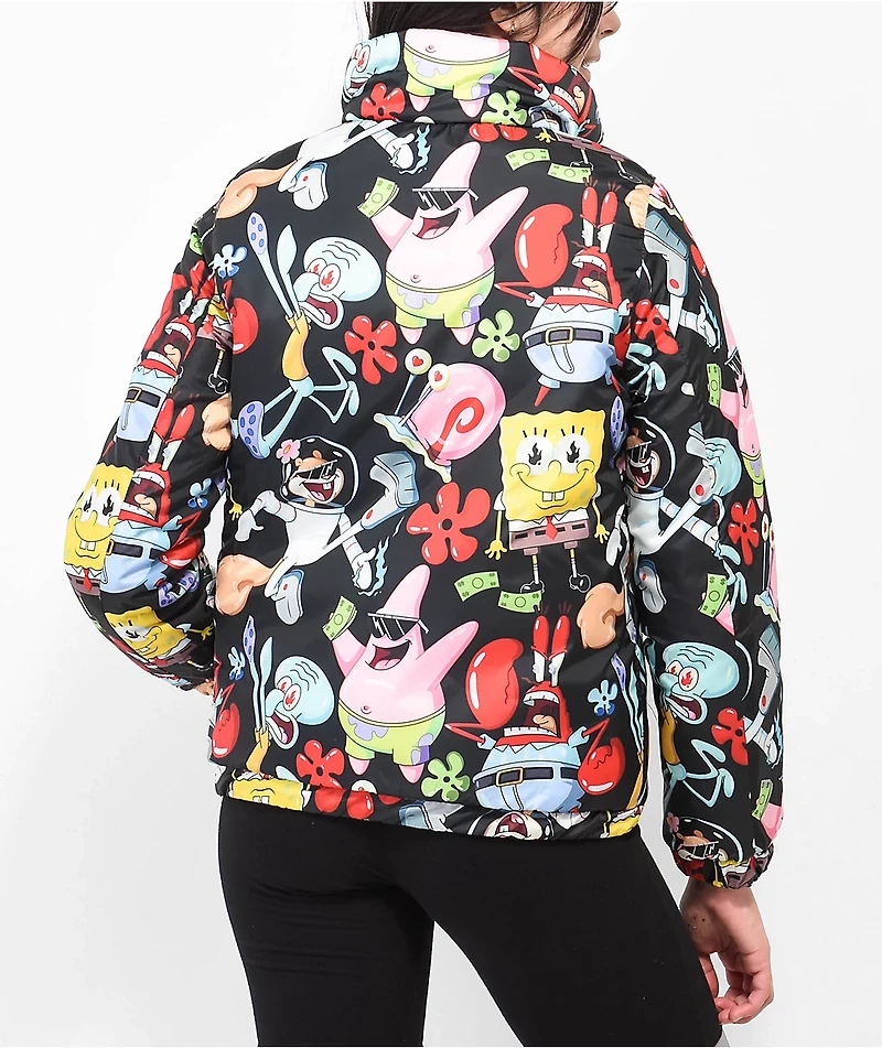 Members Only x Nickelodeon Black Reversible Puffer Jacket